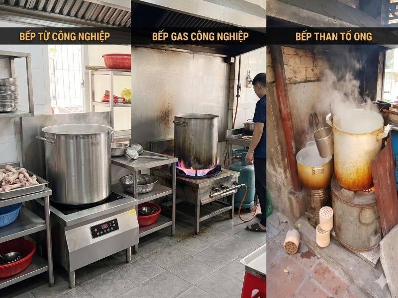 nỗi khổ khi dùng bếp than, bếp gas hầm xương quán phở